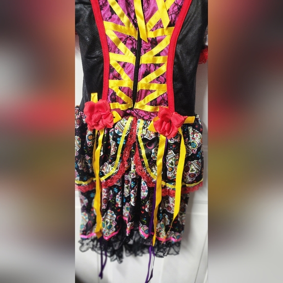 Party King Shaper Costumes Day of the Dead Dress Sz Women S Pre-Owned Muertos - Picture 3 of 7